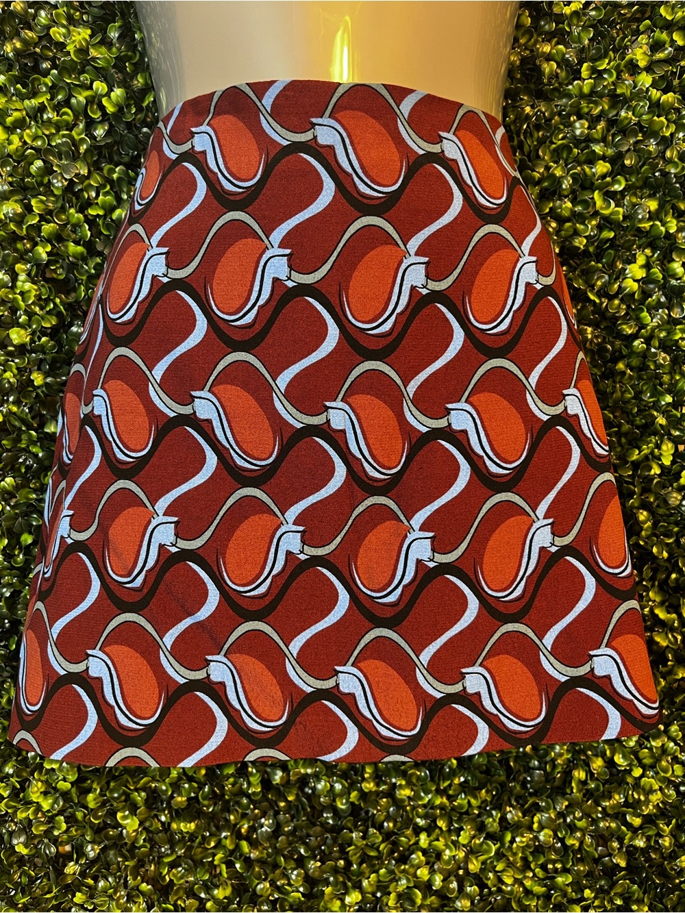 Mango Red & Orange Retro Geometric Mini Skirt